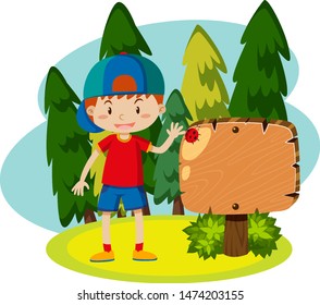 Frame template with happy kid in park illustration