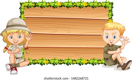 Frame template with happy kids  illustration