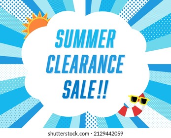 frame template with light blue focusing lines and polka dots for summer sale