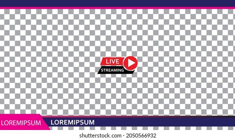 frame template for live video streaming or video editing compatible for use on various platforms with a purple color scheme with 16:9 dimensions