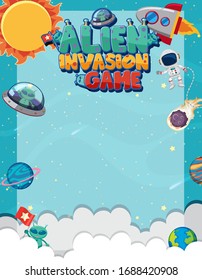 Frame template with many planets in the space background illustration