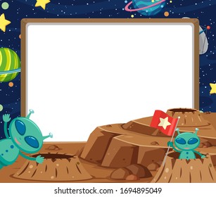 Frame template with many planets in the space background illustration