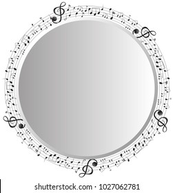 Frame Template With Music Notes In Circle Illustration