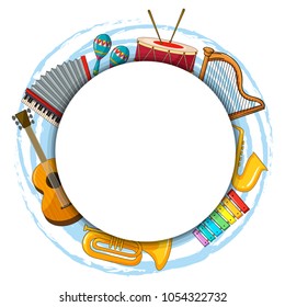 Frame template with musical instruments illustration