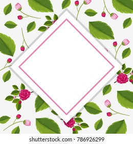 Frame template with pink roses