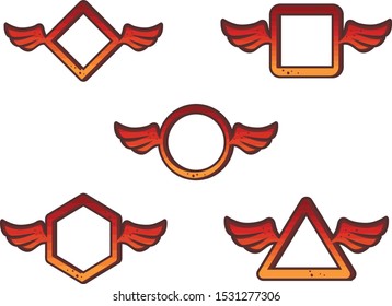 frame template with red wing set vector art
