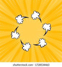 Frame Template in retro comic style. Vector halftone background