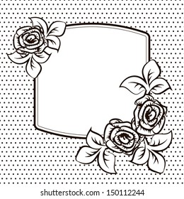 Frame template with roses for a card