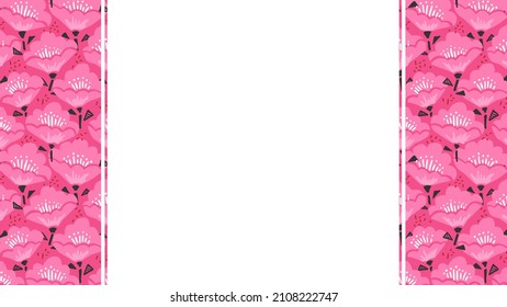 frame template with Scandinavian style hand drawn flowers