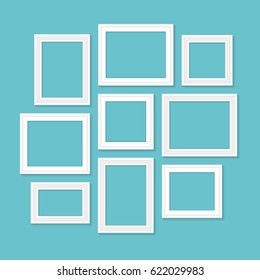 Frame template set for pictures and photos. Isolated vector.