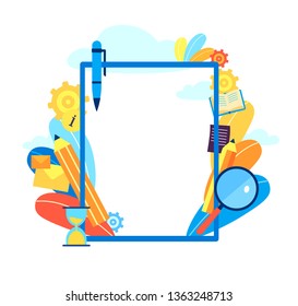 Frame template with space for your text. Design for poster, invitation, document, presentation. Vector illustration, background in trendy colorful flat cartoon style