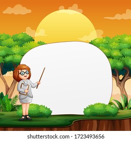 Frame template with a teacher is teaching