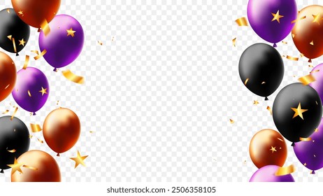 Frame and template vector illustration seamless scary air balloon for Halloween party. season