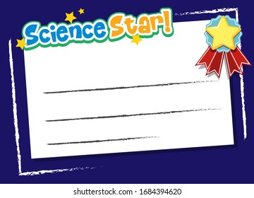 Frame template with word science star and ribbon illustration
