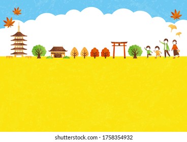 frame of temple in autumn