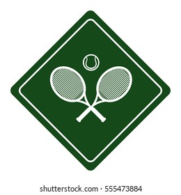 frame with tennis rackets and ball icon over white background. colorful design. vector illustration