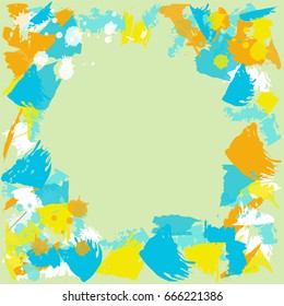 Frame for text with abstract blue and yellow spots