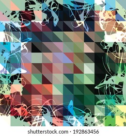 Frame for text with a background made of colorful triangles