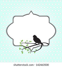 Frame for text with bird and tree branch. EPS10 vector.