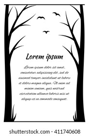 Frame for the text of the black outlines of trees on a white background