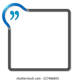 frame for text with blue corner and quotation mark