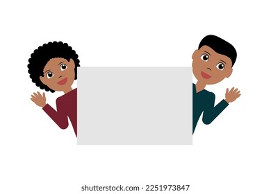 Frame text box design. Infographic template design. African American girl and boy,  kids background