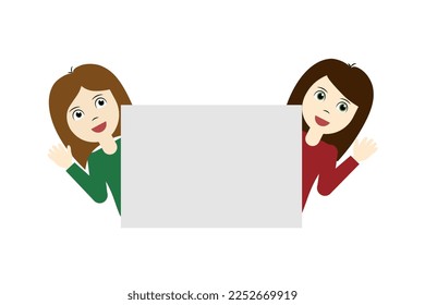 Frame text box design.Infographic template design. Girl brunette and brown-haired girl,  kids background