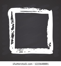 Frame or text box, grunge textured hand drawn elements set, vector illustration on chalkboard background.