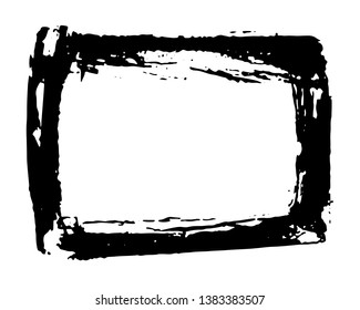 Frame or text box, grunge textured hand drawn elements set, vector illustration isolated on white background.