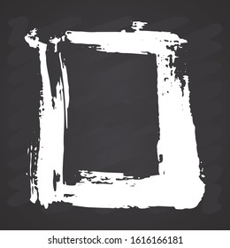 Frame or text box, grunge textured hand drawn elements set, vector illustration on chalkboard background.