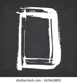 Frame or text box, grunge textured hand drawn elements set, vector illustration on chalkboard background.