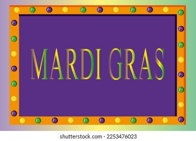 Frame for text with colorful diamond lamp. Geometric background with inscription. Colored blank backdrop. Mardi gras website banner with place for inscription.