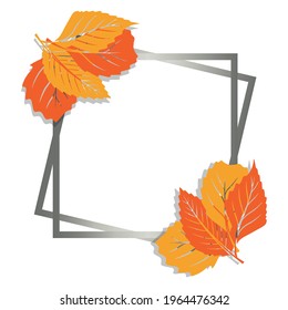 Frame for text. Frame design with leaves. You can write your own text. Invitations. Postcard. Cartoon style. For design and decoration.