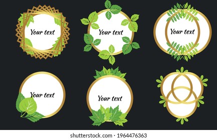 Frame for text. Frame design with leaves. You can write your own text. Invitations. Postcard. Cartoon style. For design and decoration.