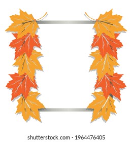 Frame for text. Frame design with leaves. You can write your own text. Invitations. Postcard. Cartoon style. For design and decoration.