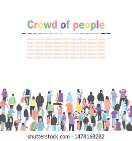frame for text with different people. Crowd of people bottom