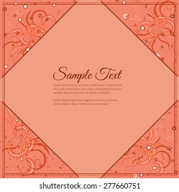 Frame for text with elegant abstract floral motif, dark design