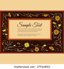 Frame for text with elegant abstract floral motif