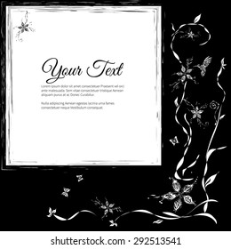 Frame for text with elegant abstract floral motif