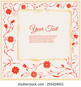 Frame for text with elegant abstract floral motif