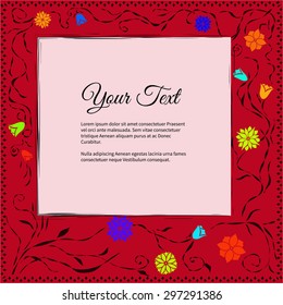 Frame for text with elegant abstract floral motif