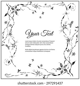 Frame for text with elegant abstract floral motif
