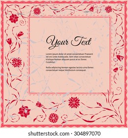 Frame for text with elegant abstract floral motif