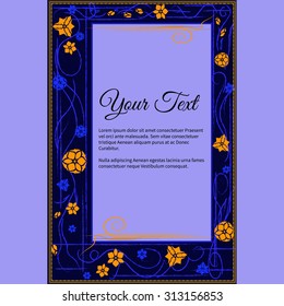 Frame for text with elegant abstract floral motif 