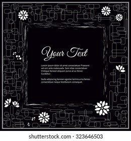 Frame for text with elegant abstract floral motif