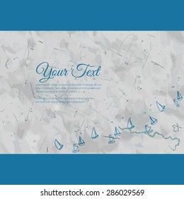 Frame for text with elegant abstract motif and sailing ship