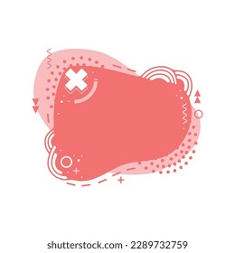 Frame for text. Flat shapes of two colors in memphis style. Space for text.