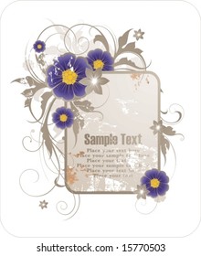 frame for text with floral ornament and grunge elements