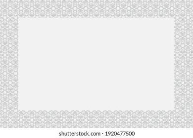 Frame for text. Geometric white convex volumetric 3D background. Ornament with a relief pattern of ethnic elements, figures, stars. Texture in the style of oriental peoples.