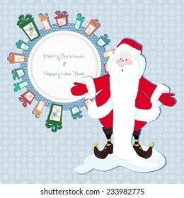 Frame for text in the gifts with Santa Claus